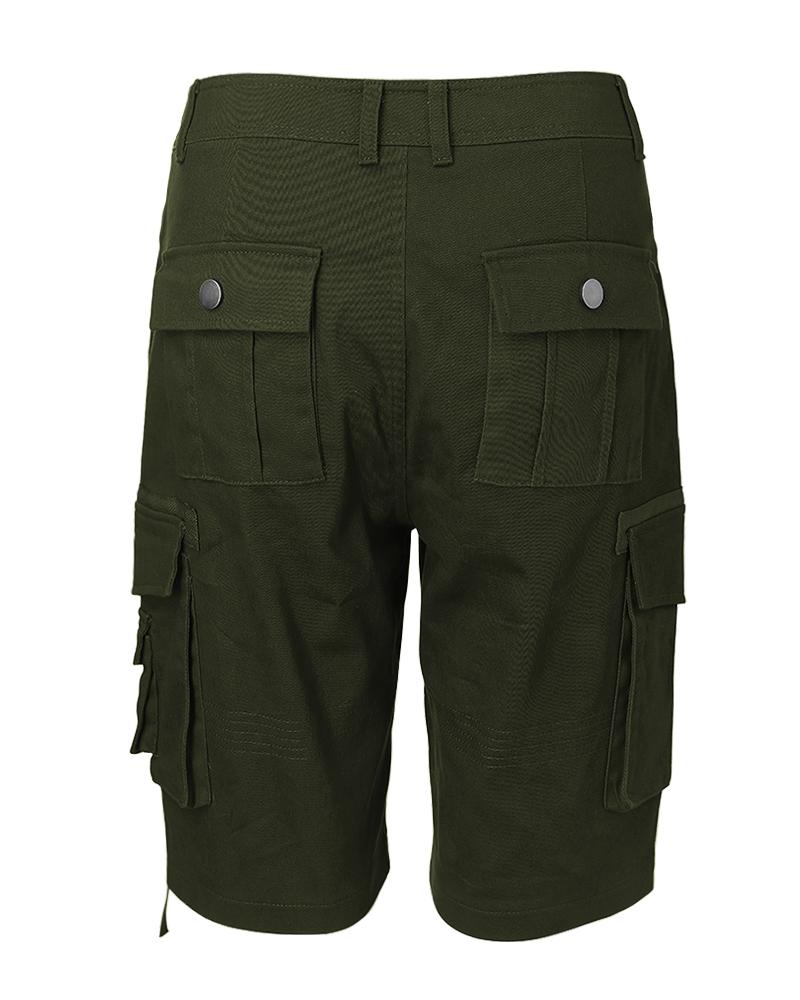 High Waist Pocket Design Cargo Shorts