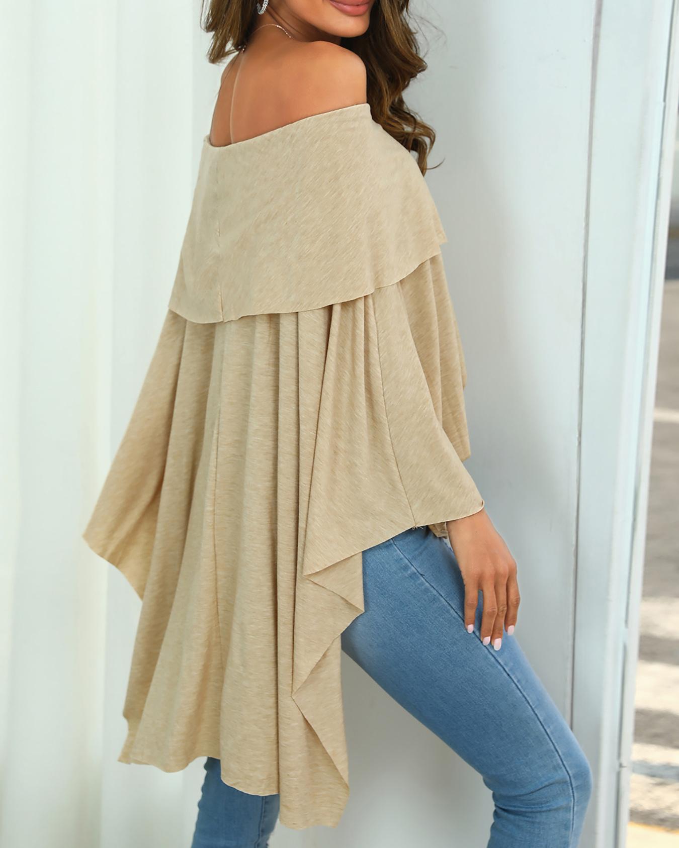 Irregular Off Shoulder Dip Hem Casual Blouse