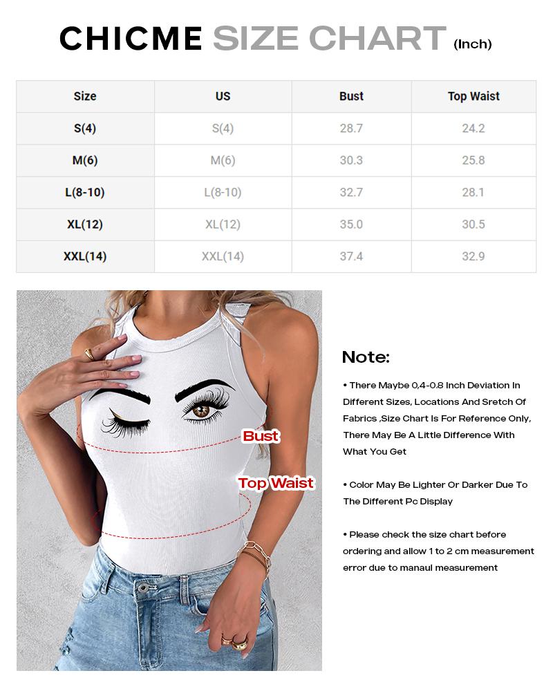 3 Pack Eyelash Print Casual Tank Top