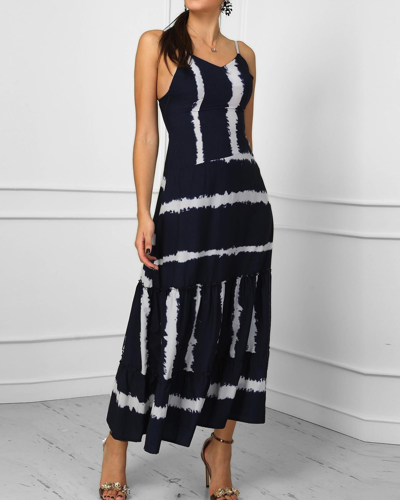 Tie Dye Print Spaghetti Strap Maxi Dress