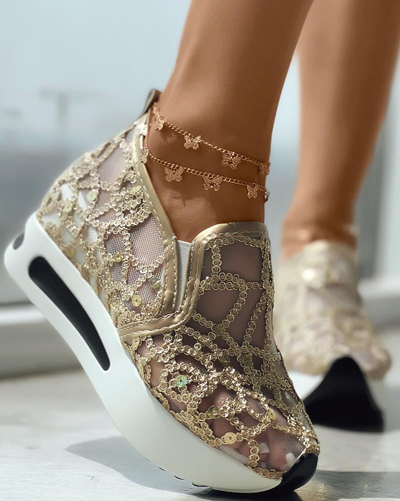 Sequin Slip On Muffin Sneakers