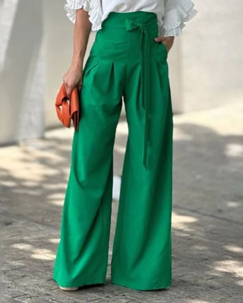 Tied Detail High Waist Wide Leg Pants