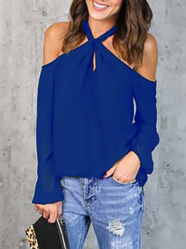 Fashion Women Off Shoulder Crisscross Halter Top