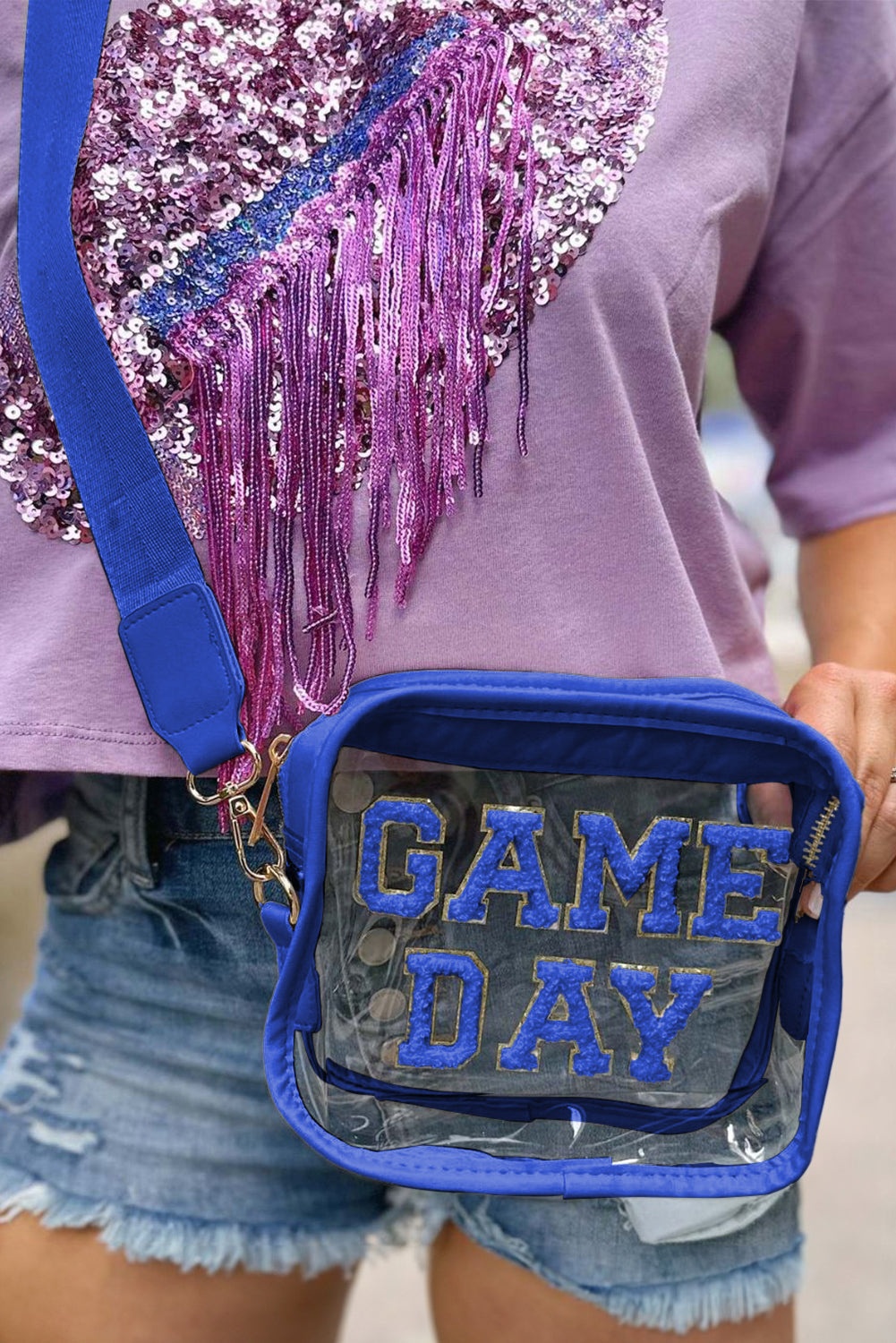 Fiery Red GAME DAY Rugby Football Clear Shoulder Bag