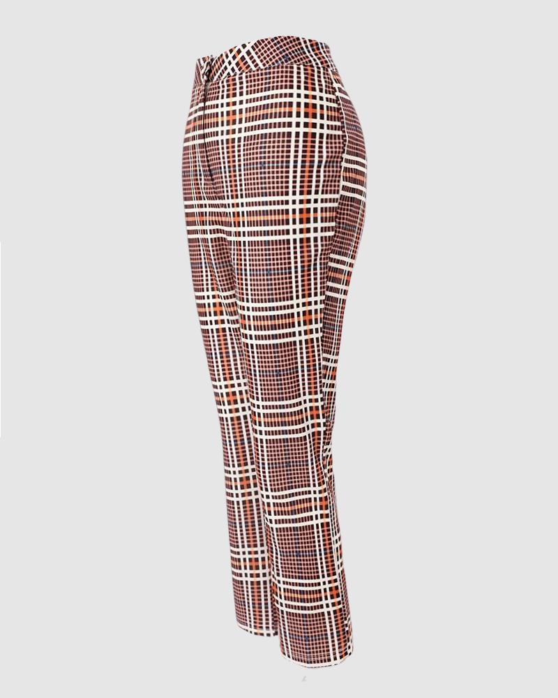 Plaid Print Casual Work Pants