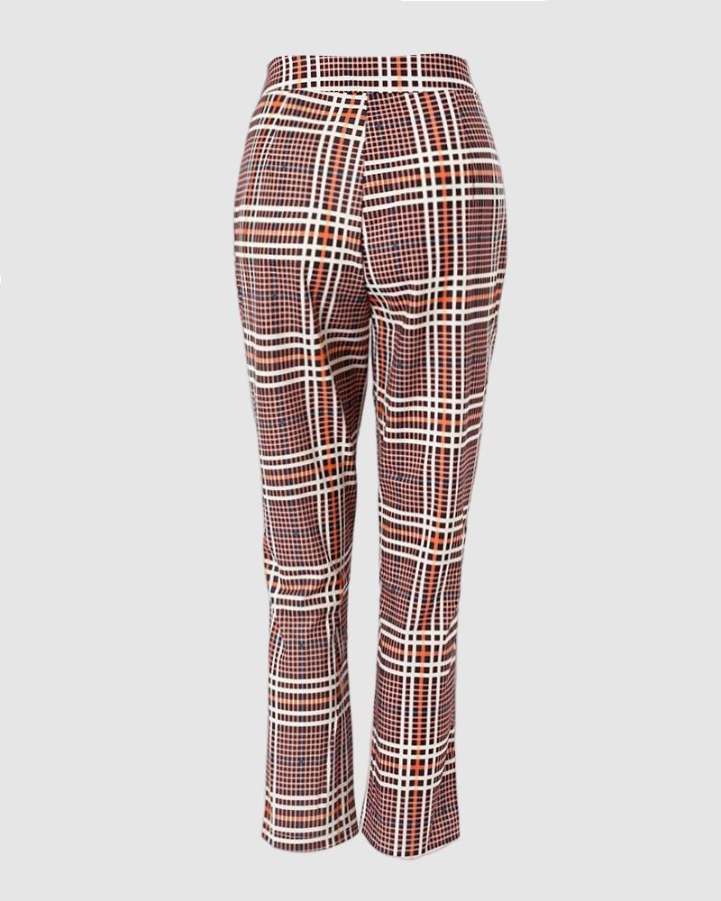 Plaid Print Casual Work Pants