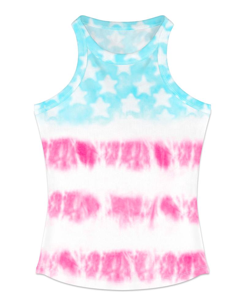 Stars Tie Dye Print Tank Top