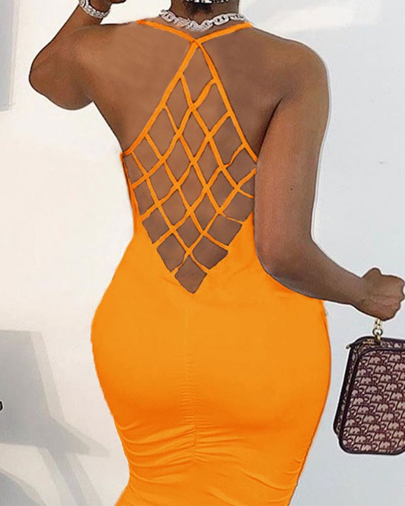 Fishnet Backless Sleeveless Bodycon Dress