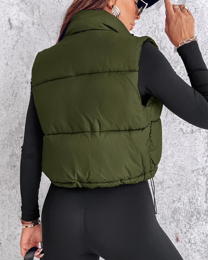 Plain Zip Up Quilted Gilet Puffer Jacket