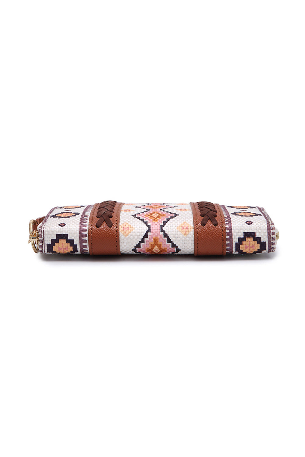 White Western Aztec Print PU Leather Wristlet Wallet