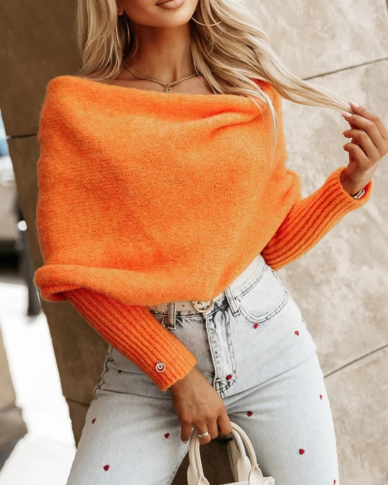 Off Shoulder Crisscross Wrap Knit Sweater