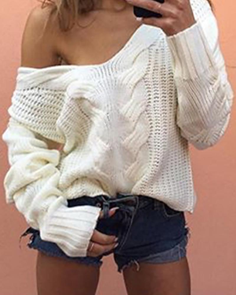 Long Sleeve Hollow Out Knit Sweater