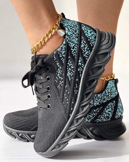 Ombre Eyelet Lace up Breathable Sneakers