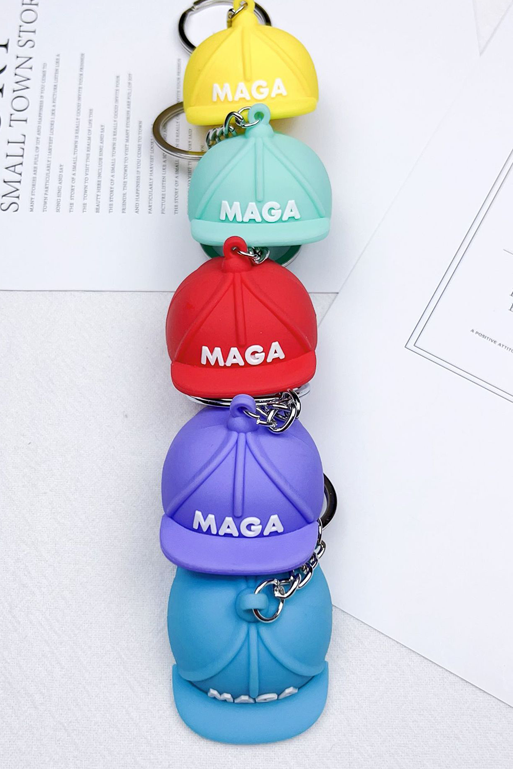 Fiery Red MAGA Baseball Cap Silica Gel Keychain