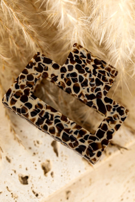 Parchment Leopard Print Cutout Square Claw Clip