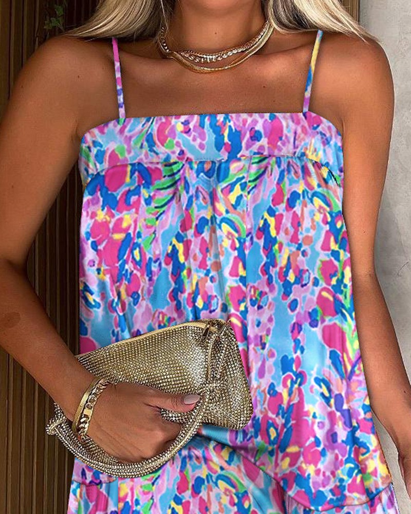 All Over Print Square Neck Cami Dress