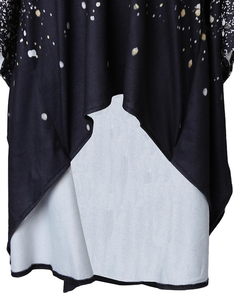 Print Off Shoulder Asymmetrical High Low Hem Top