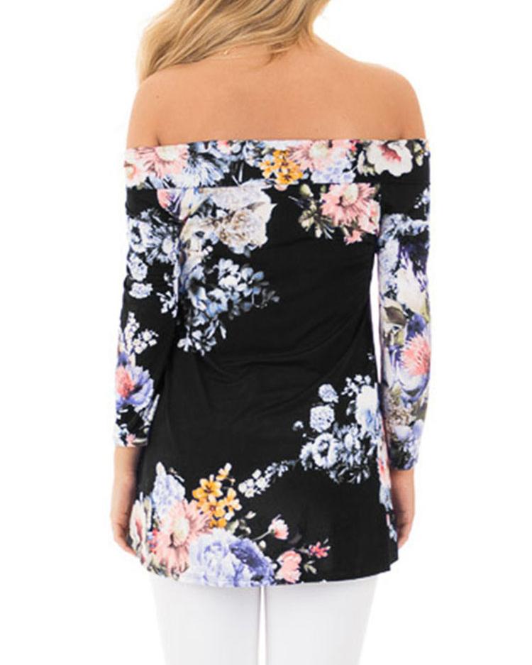 Stylish Floral Off Shoulder Casual Blouse