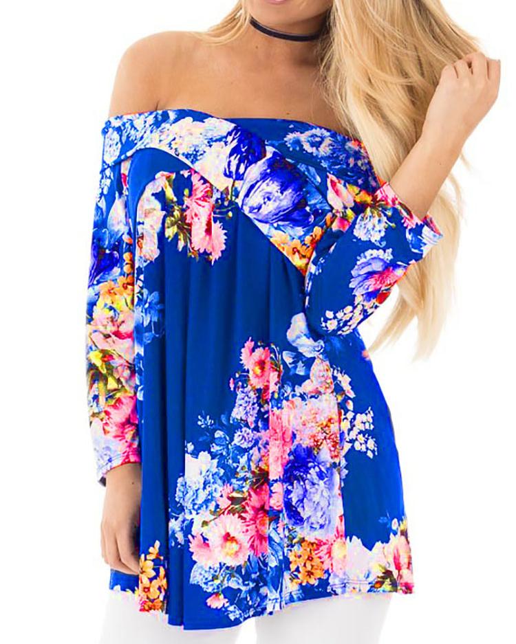 Stylish Floral Off Shoulder Casual Blouse