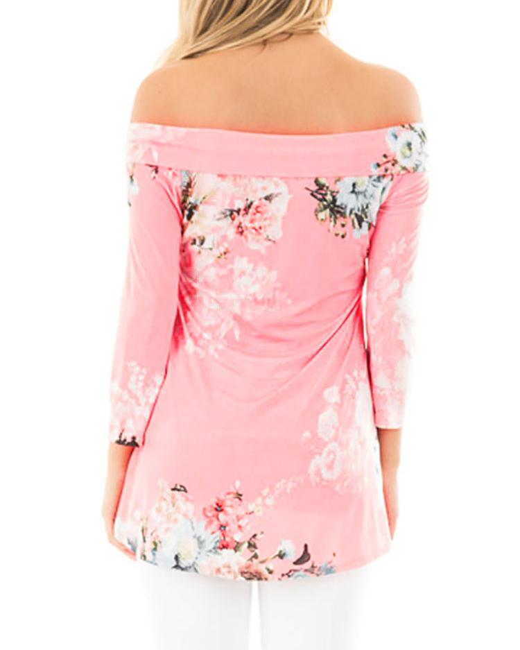 Stylish Floral Off Shoulder Casual Blouse