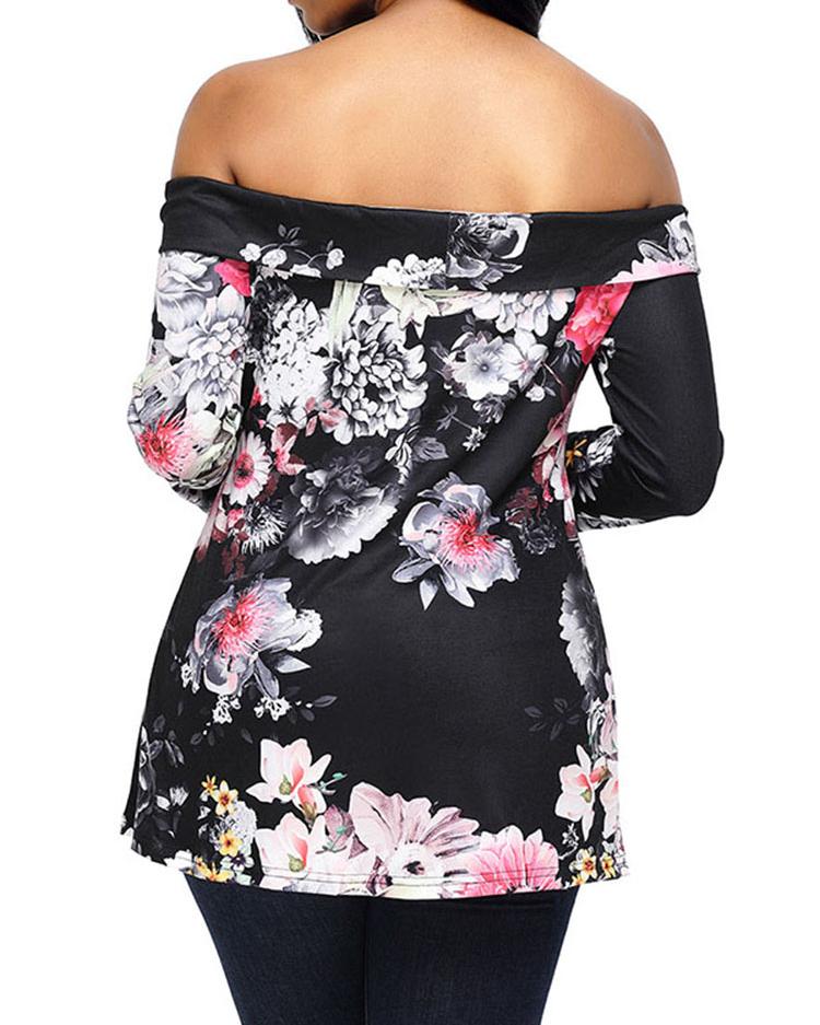 Stylish Floral Off Shoulder Casual Blouse