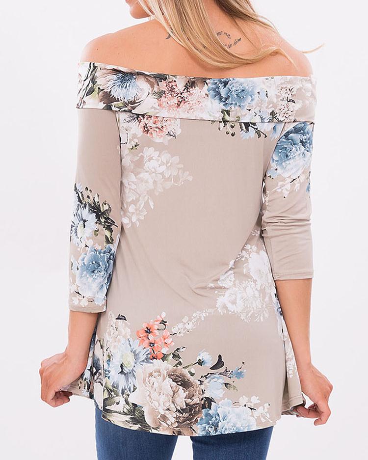 Stylish Floral Off Shoulder Casual Blouse