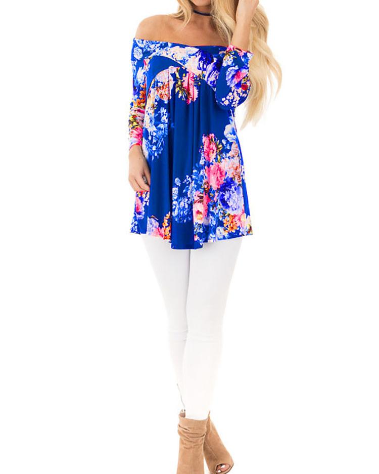 Stylish Floral Off Shoulder Casual Blouse