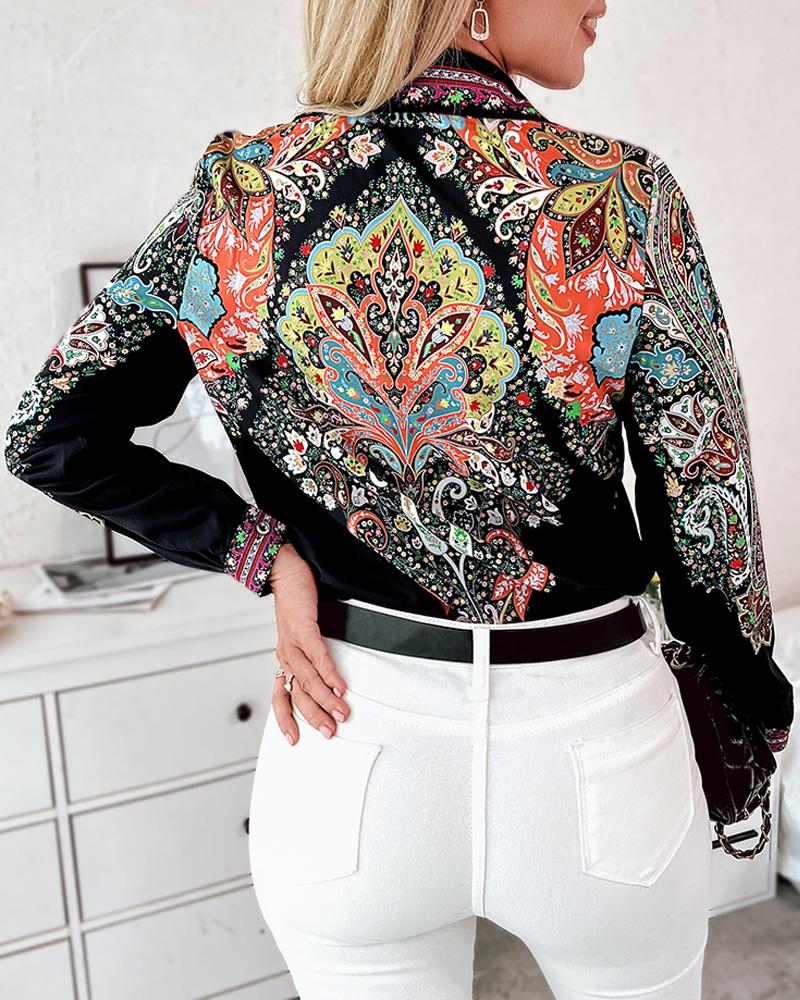 Paisley Print Long Sleeve Top