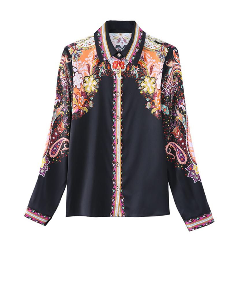 Paisley Print Long Sleeve Top