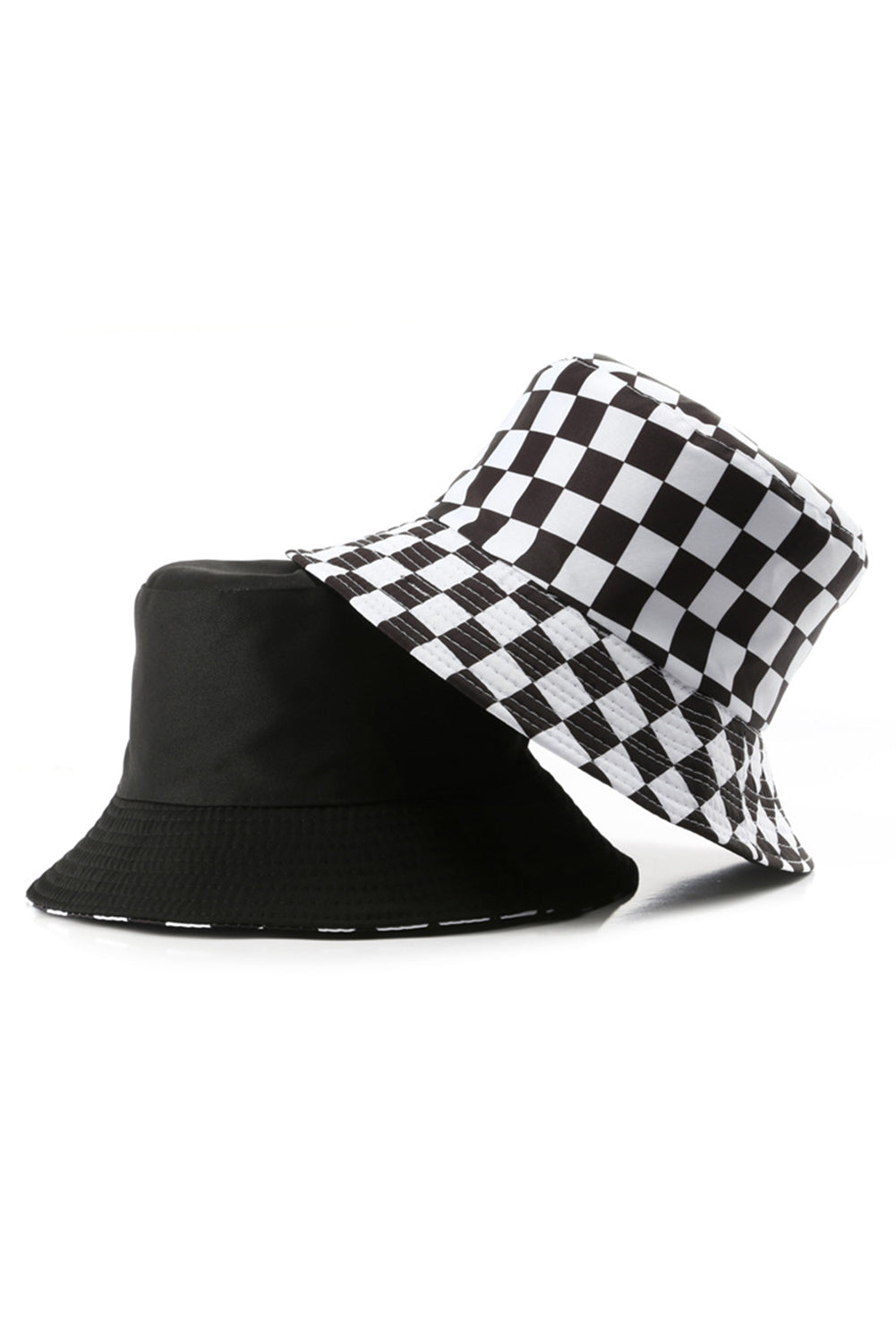 Black Reversible Checkered Bucket Hat