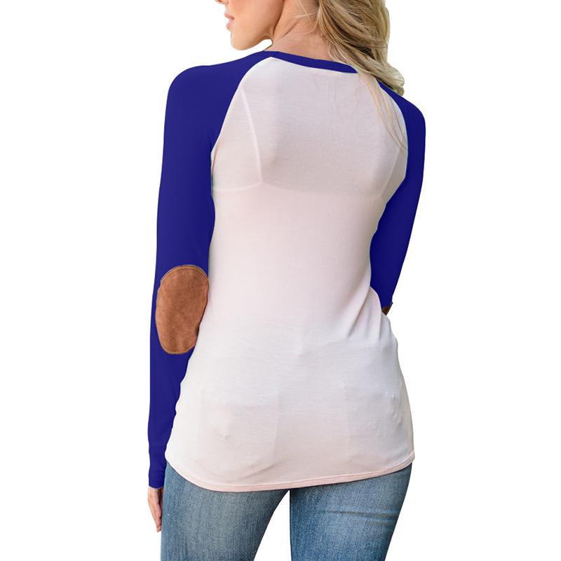 Buttoned Elbow Patches Raglan Sleeve Slinky Blouse