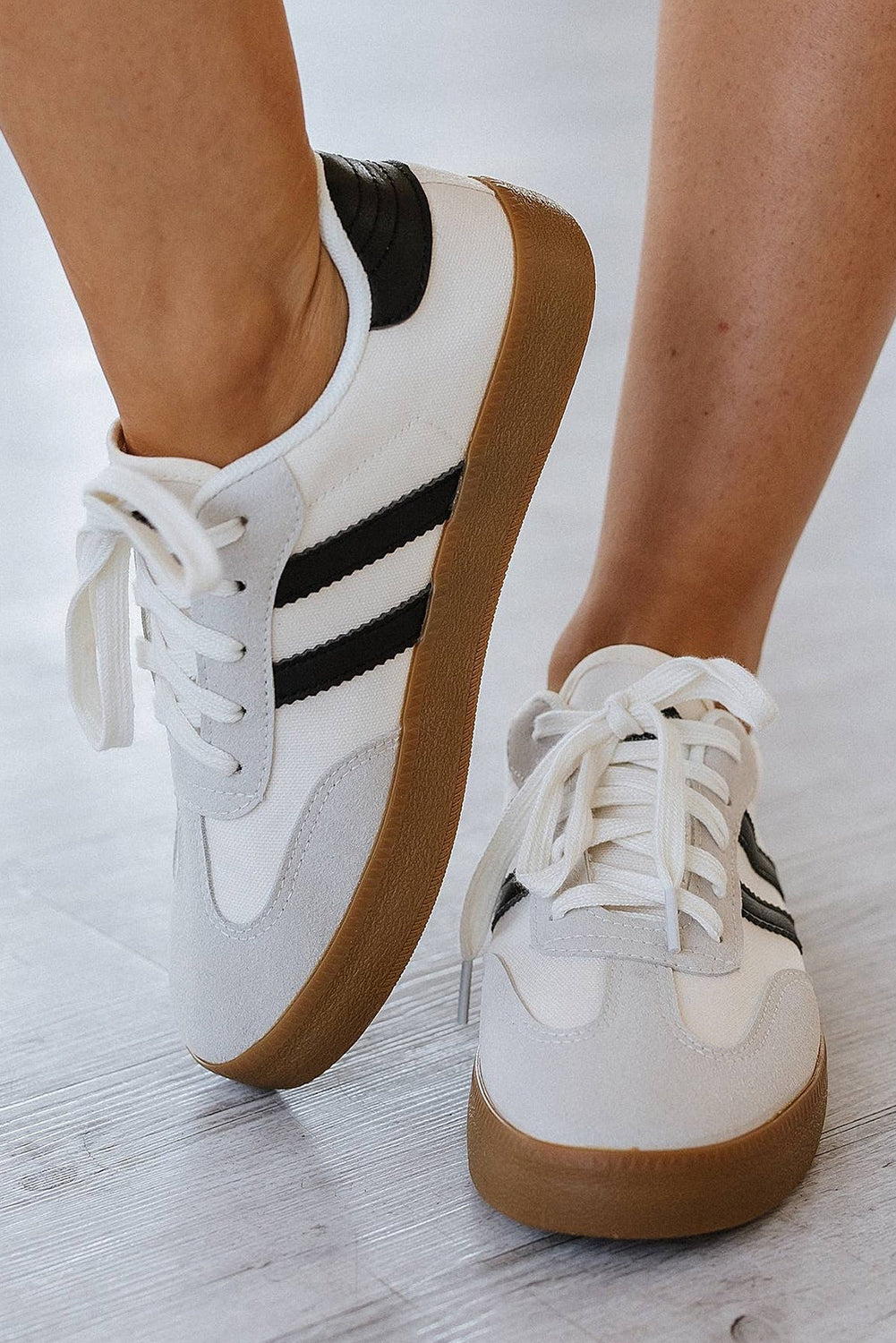 Beau Blue Striped Lace-up Flat Sneakers