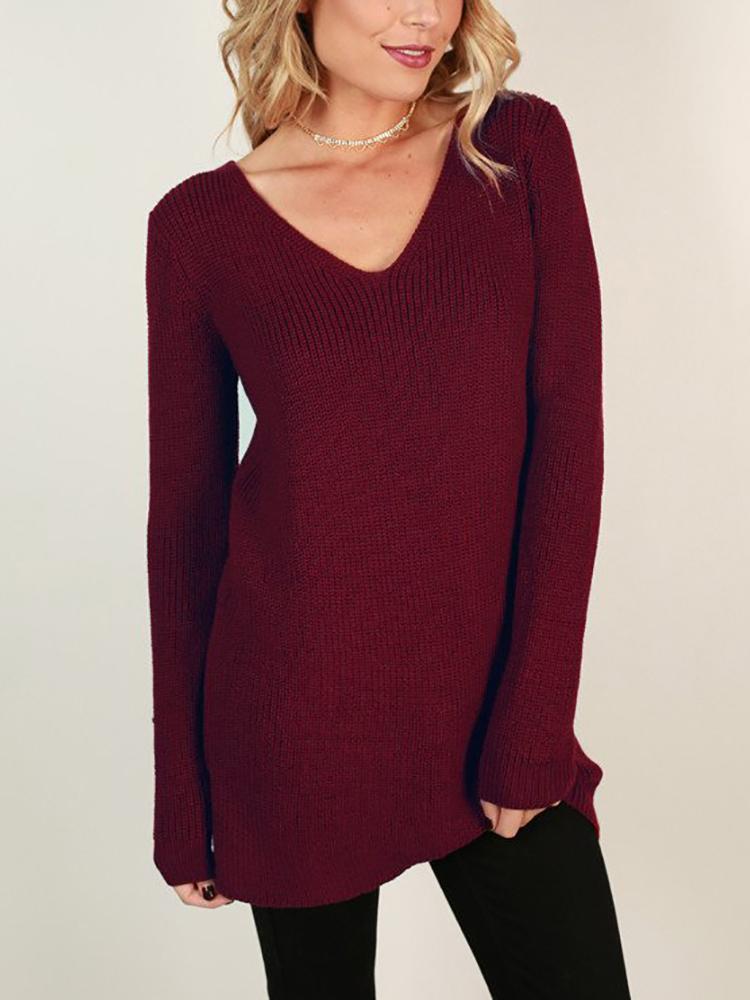 Fashion Lace up Back Casual Sweater