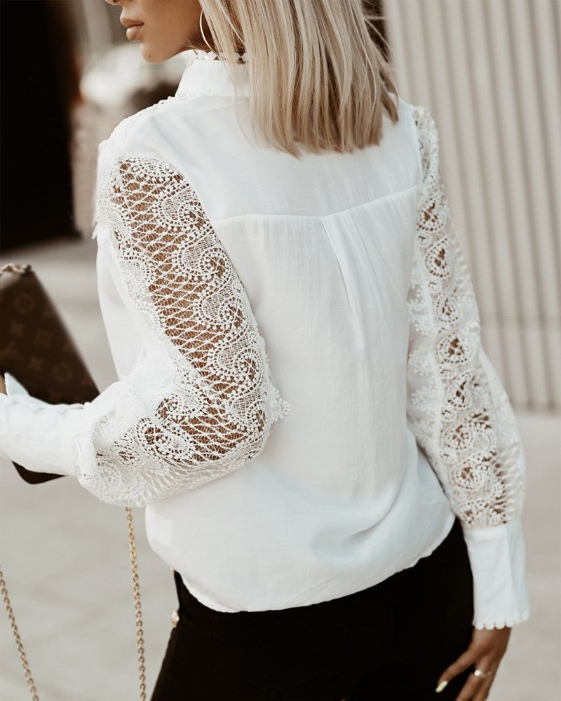 Contrast Lace Long Sleeve Shirt