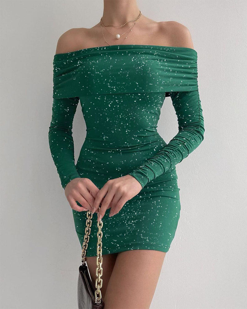 Off Shoulder Glitter Bodycon Dress