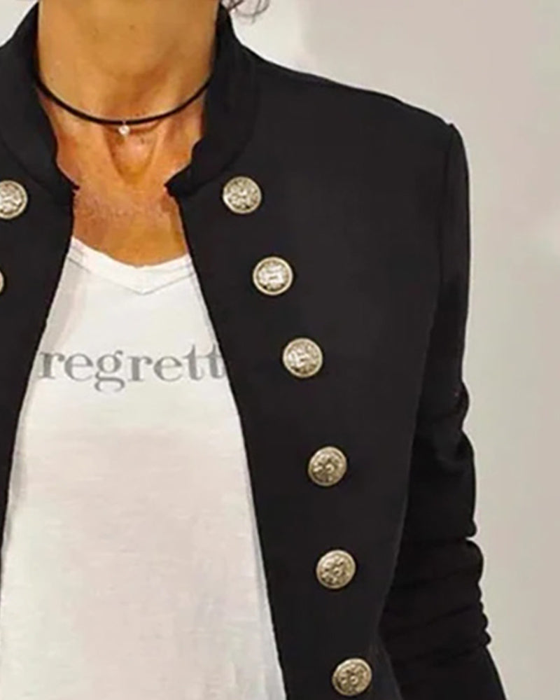 Buttoned Baseball Collar Jacket