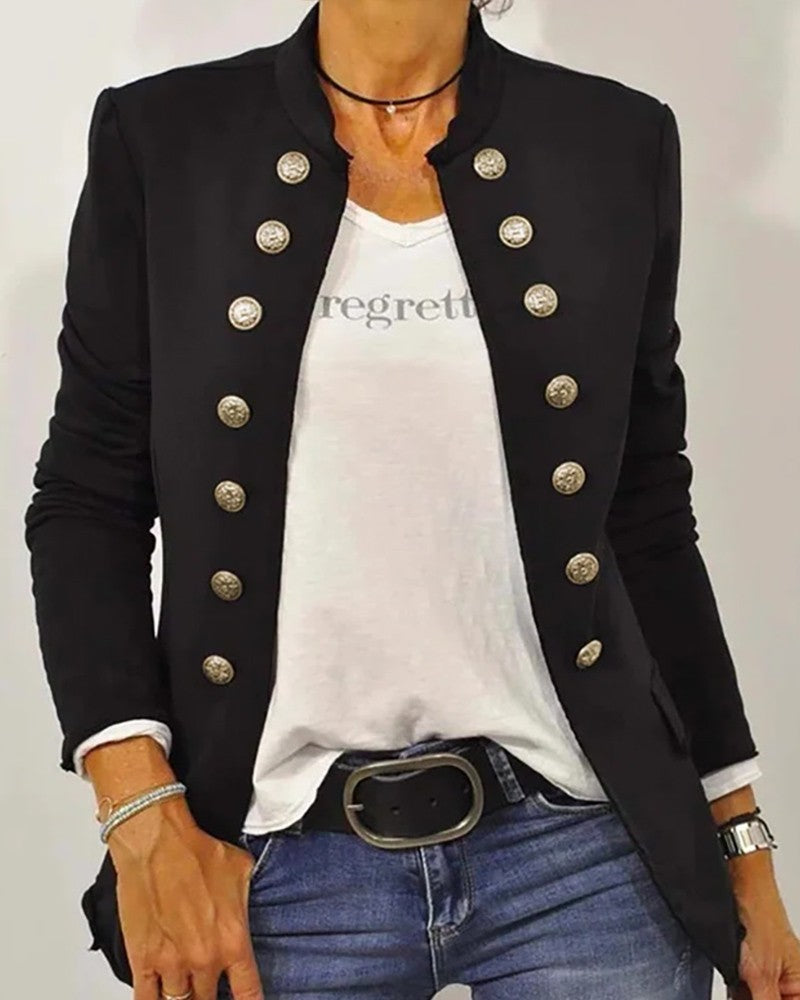 Buttoned Baseball Collar Jacket