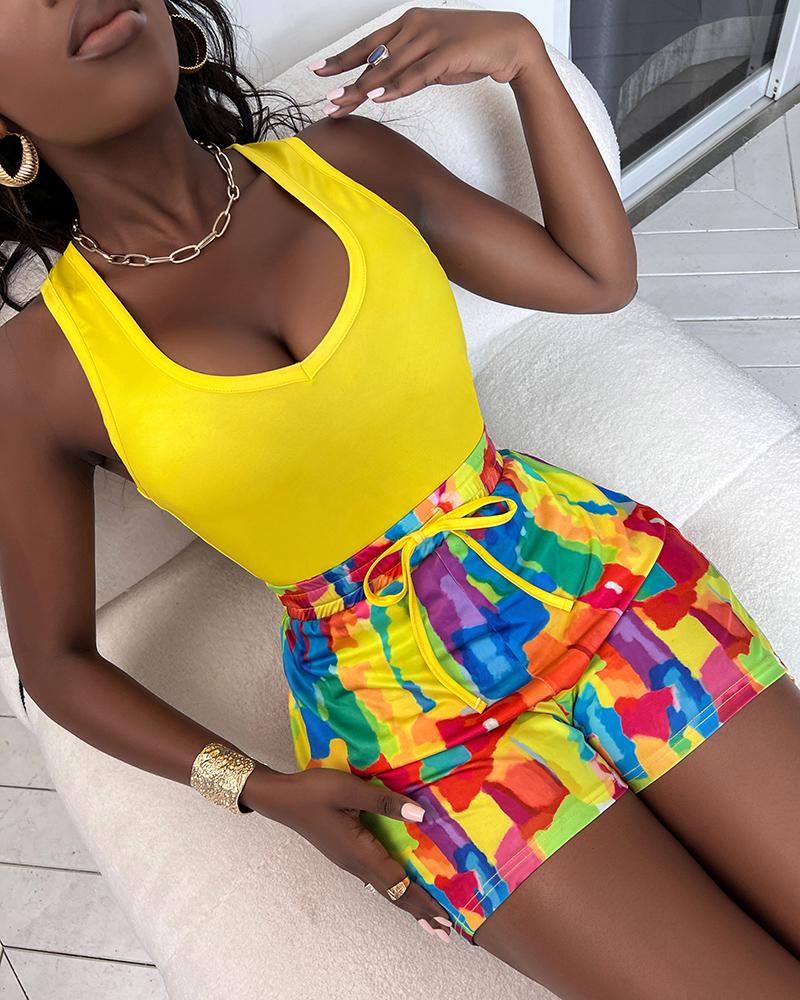 Melting Colors All over Print Tank Top & Shorts Set