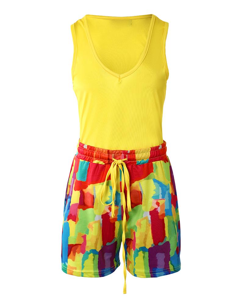 Melting Colors All over Print Tank Top & Shorts Set