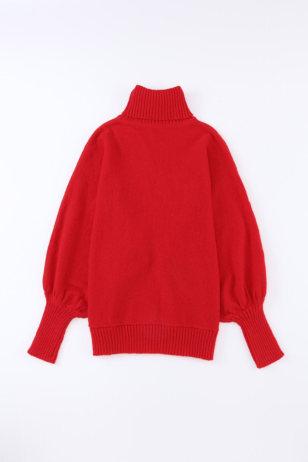 Fiery Red Merry Letter Embroidered High Neck Sweater