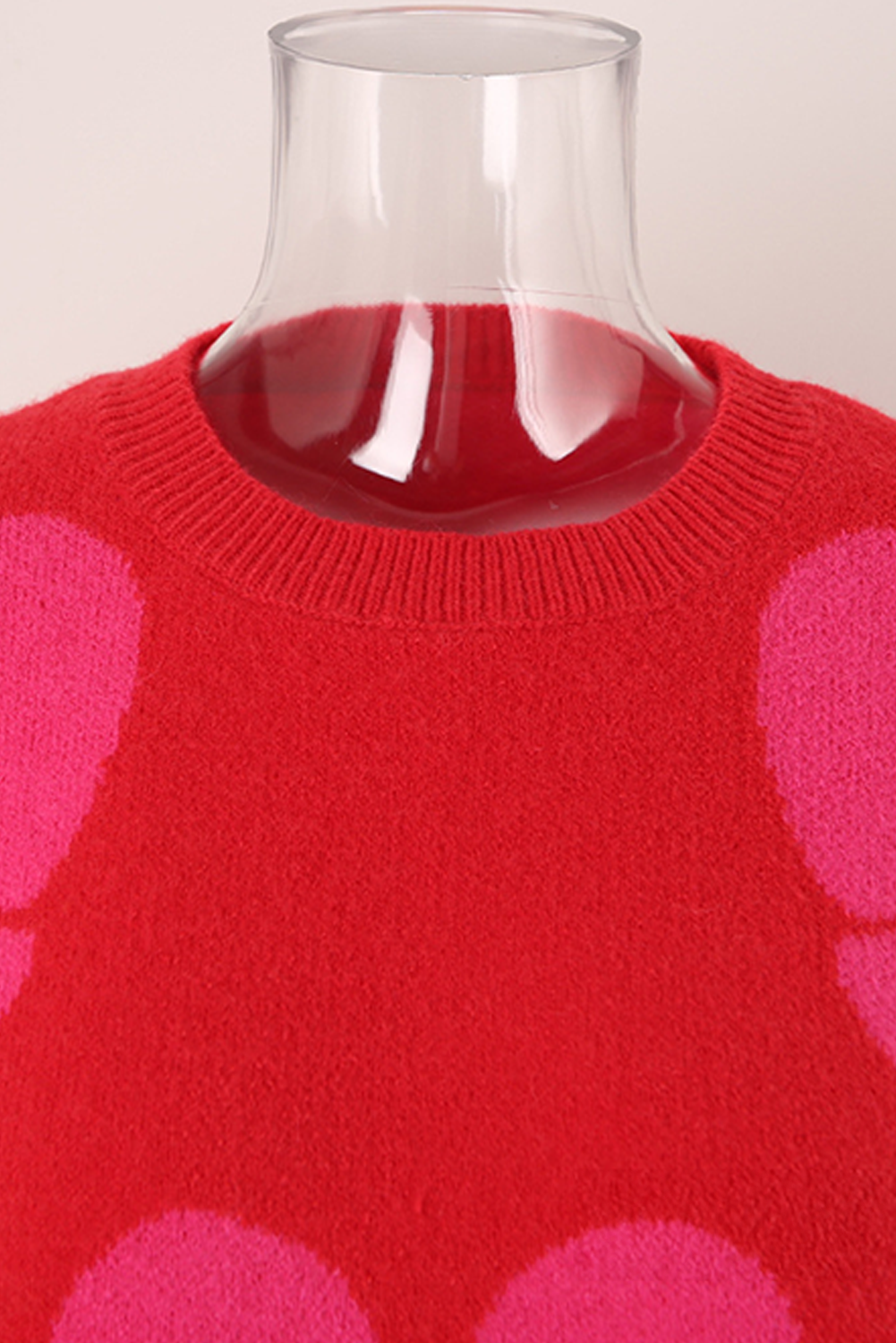 Fiery Red Valentine Bowknot Knitted Round Neck Fashion Sweater