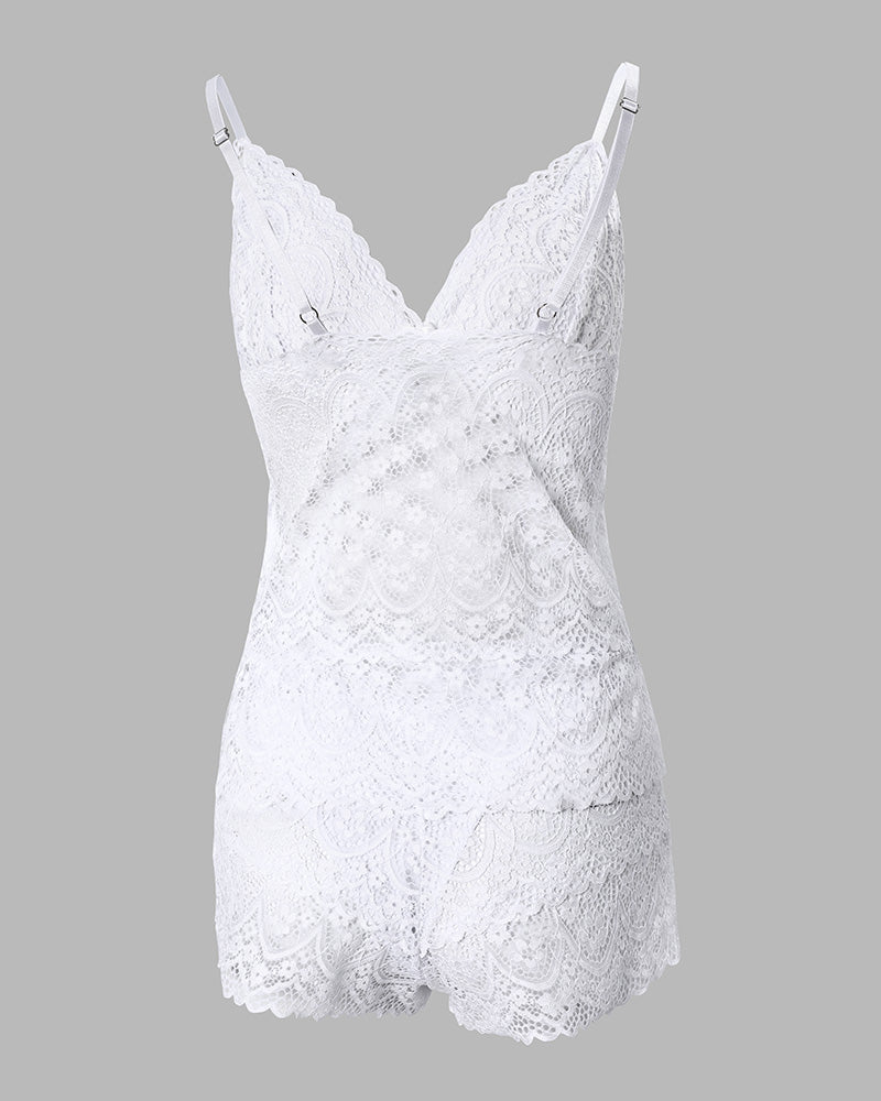 Contrast Paneled Lace Cami Set