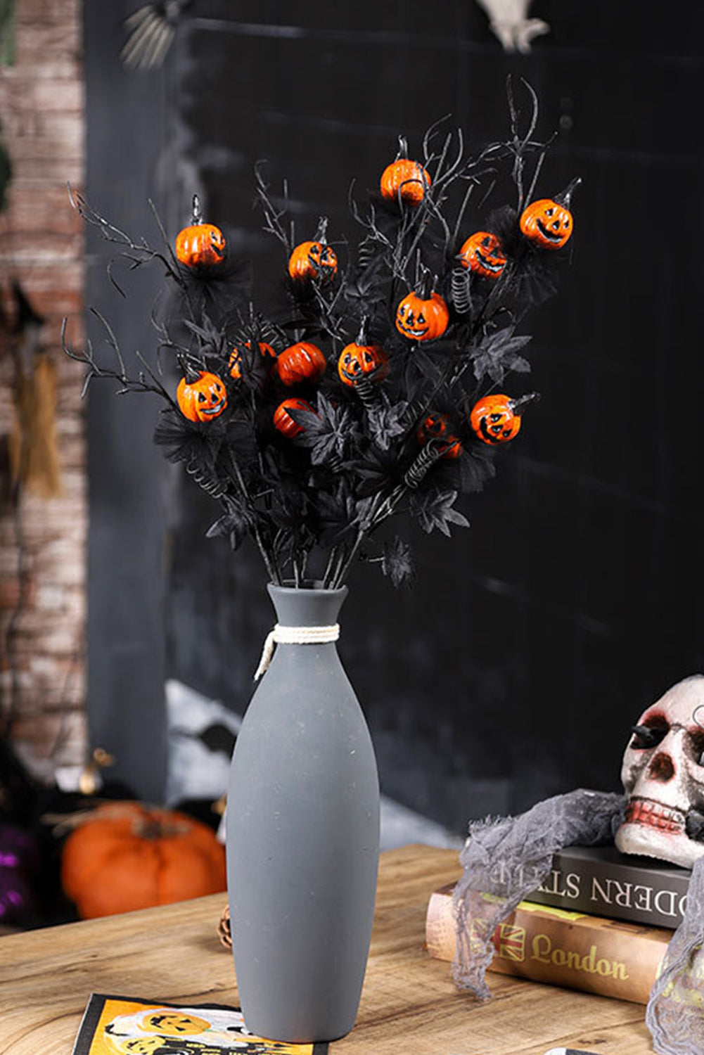 Vitality Orange Halloween Pumpkin Bruch Artificial Leaves Home Decoration