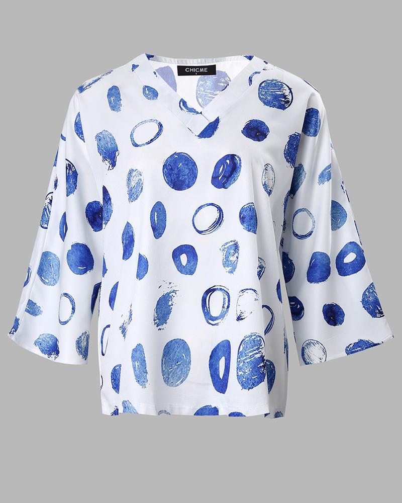 Polka Dot Pattern Print Casual Top