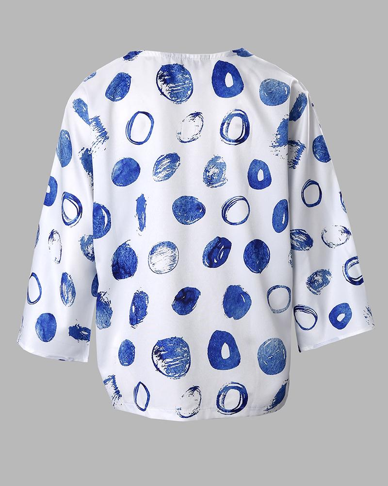 Polka Dot Pattern Print Casual Top